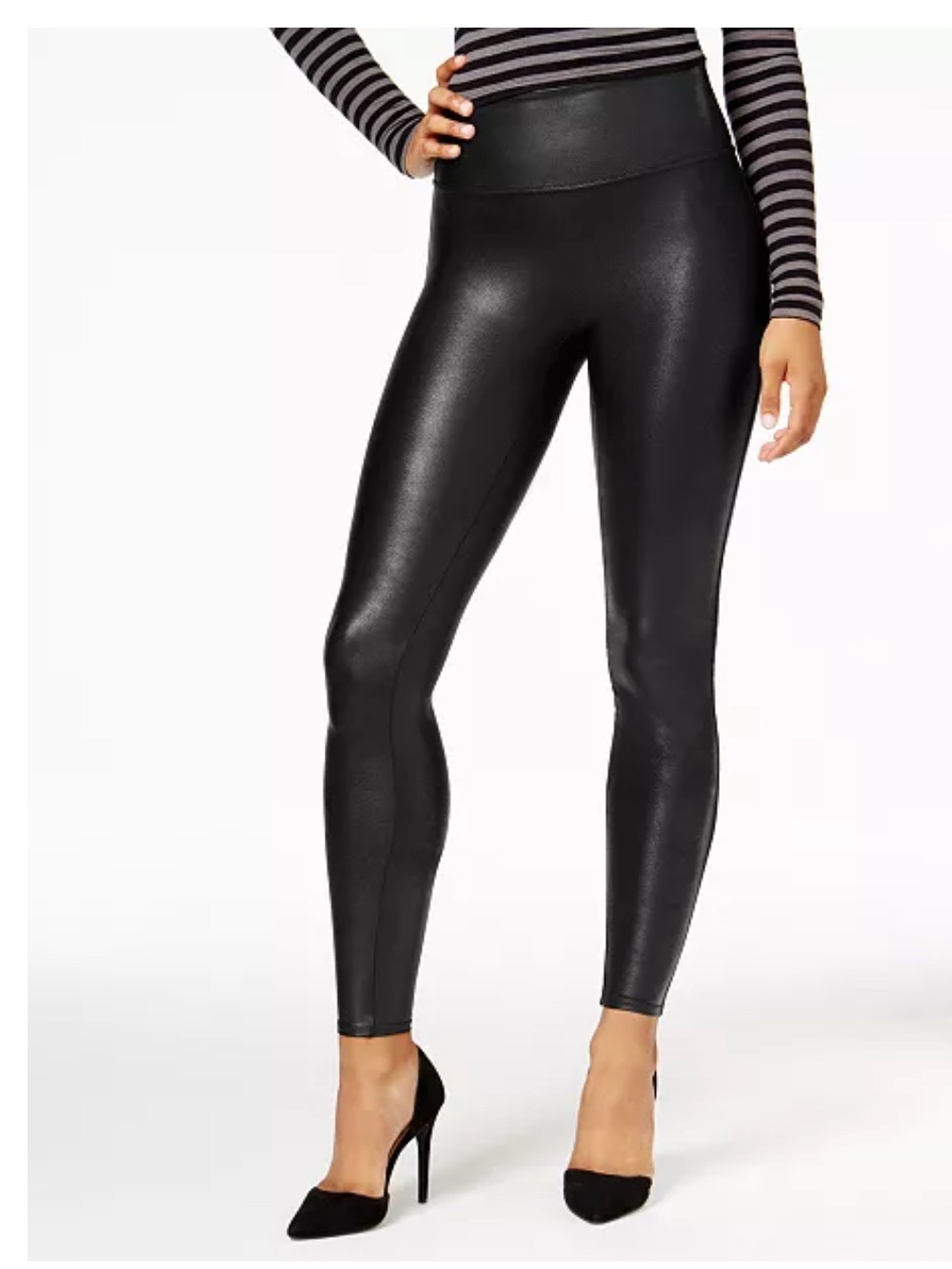SPANX Faux Leather Sculpt Leggings Black Moto small Mobwife Compression Pants